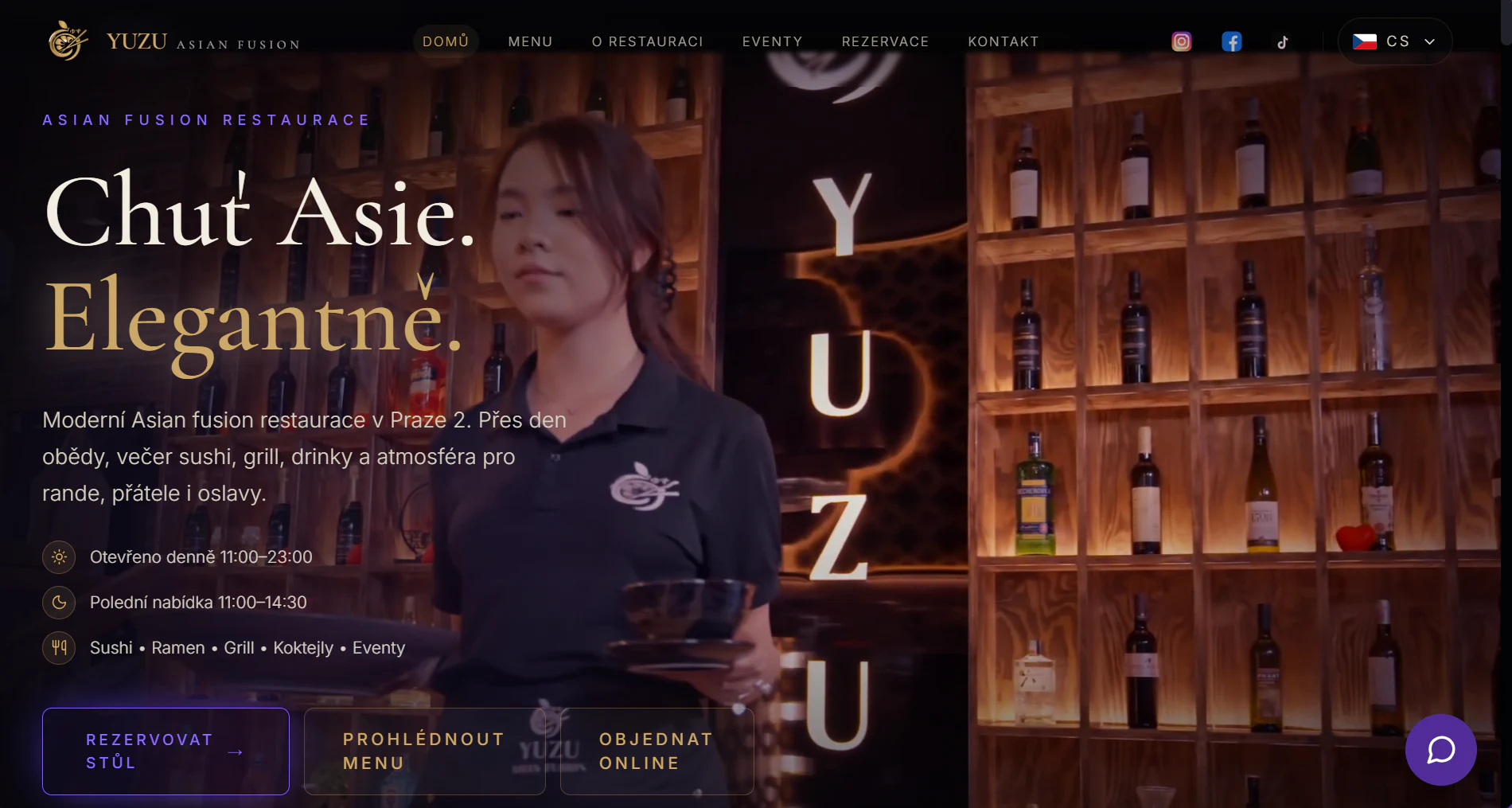 Ukázka webové prezentace YUZU Asian Fusion